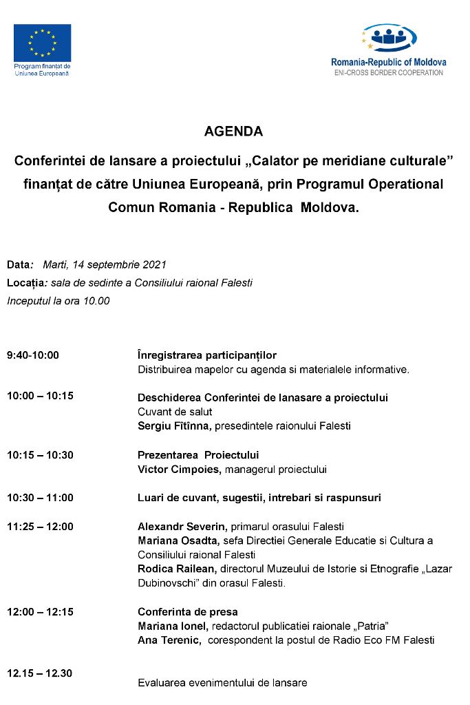 Agenda Conferintei de lansare si de presa 1