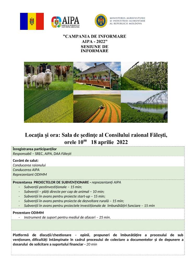 ANUNȚ 14 04 2022